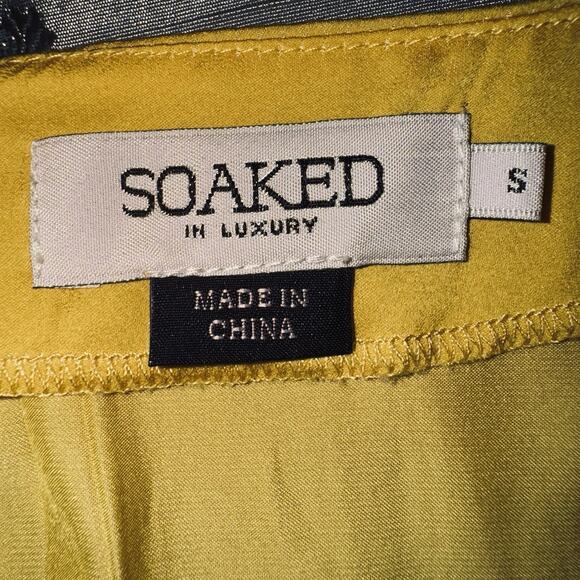 Soaked In Luxury Womens Small Satin Pleated Top Yellow Gold Career Cap Sleeve - Picture 4 of 6